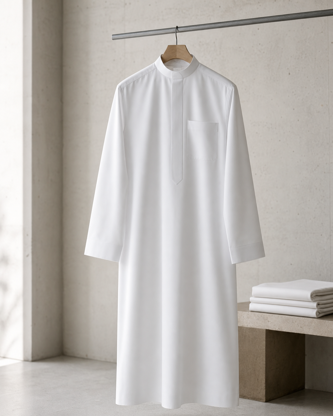 Minimal white Gulf dishdasha for Jummah wear